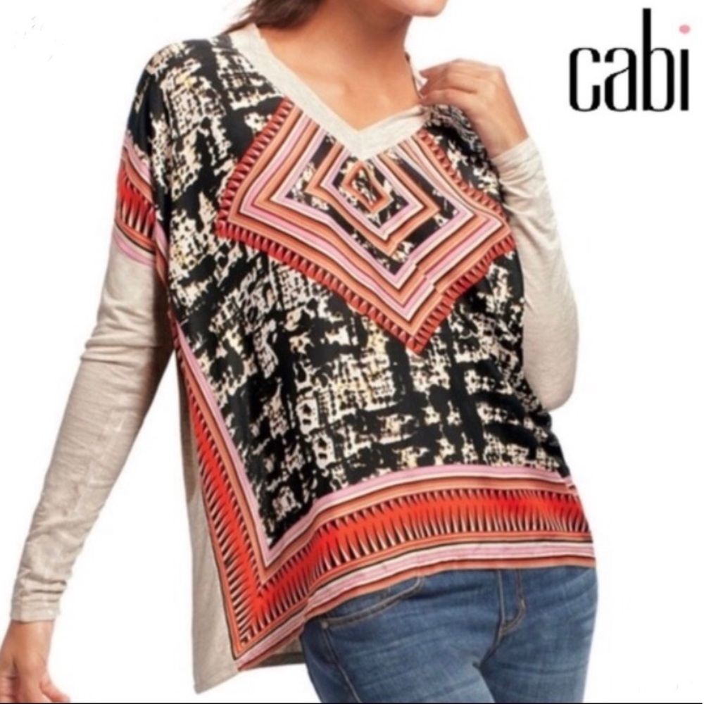 Cabi Aztec print scarf top